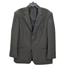 Pinstriped Suit Blazer Jacket Tailored Business Minimalist Office Men Size 46R